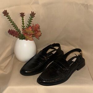 Dolce Vita “Hardi” Black Midnight Crinkle Patent Loafers